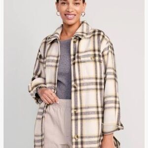 Old Navy Cream and Black Plaid Shacket